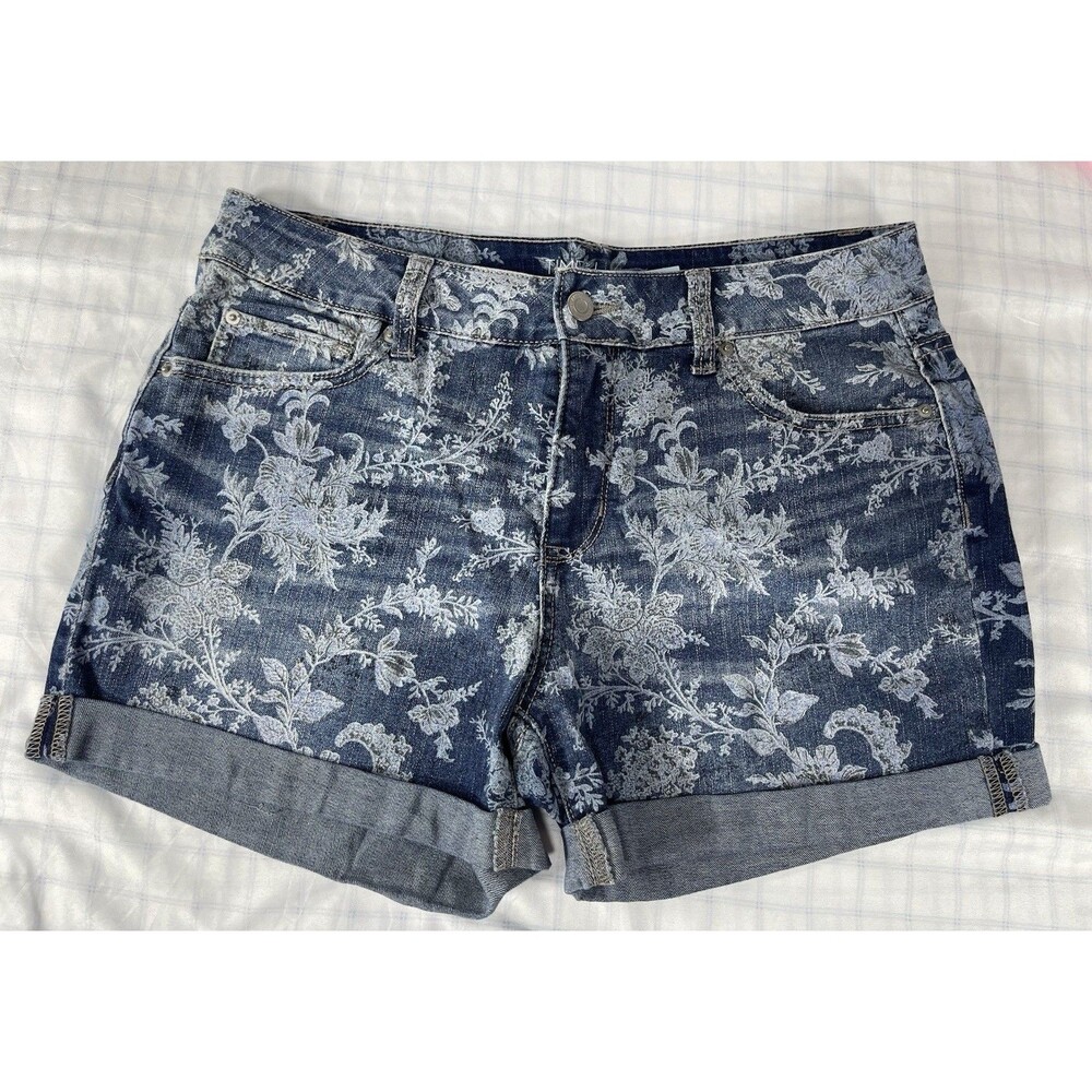 Time and Tru Women's Floral Denim Shorts - Size 10